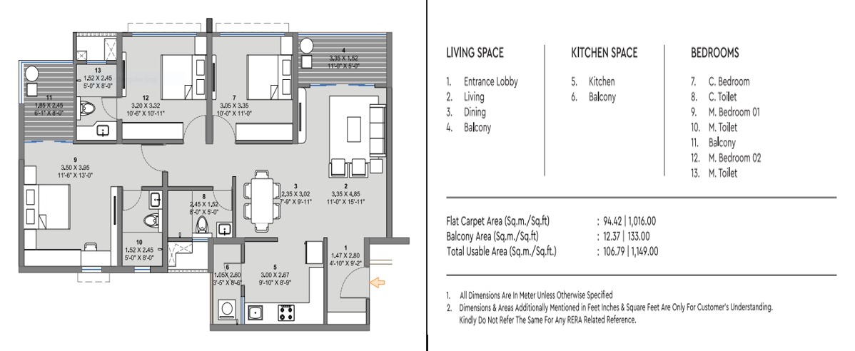 Kolte-Patil The Reserve 2 BHK Unit Plan